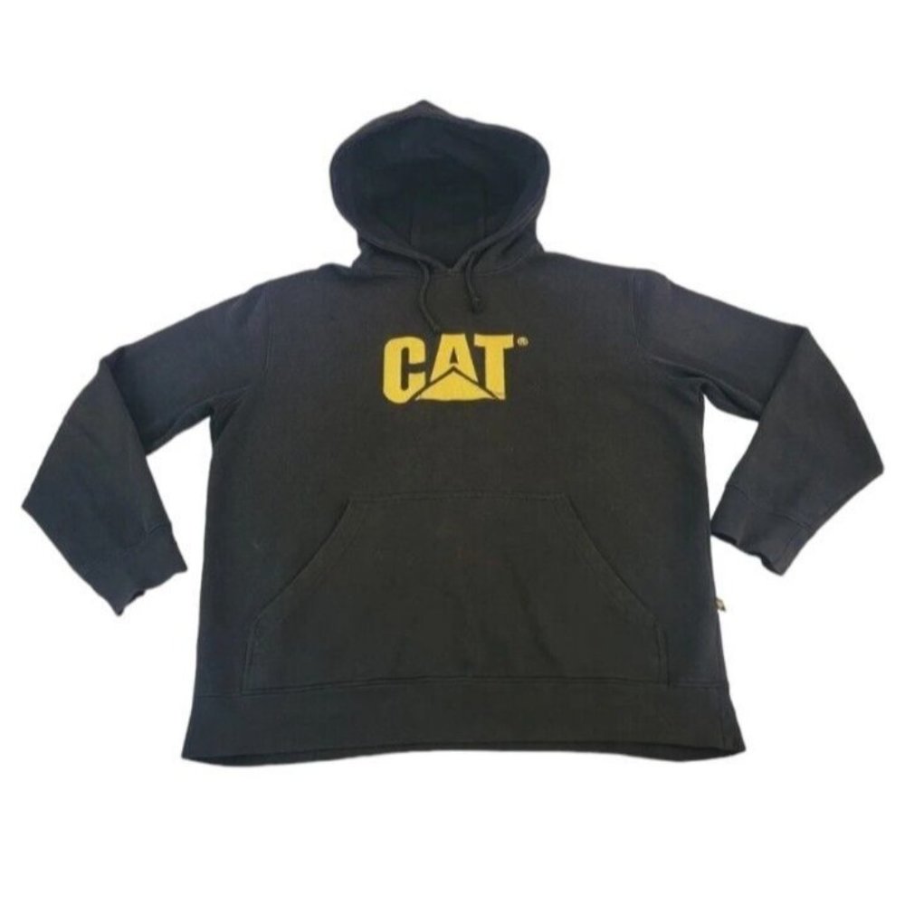 Caterpillar Sweatshirt Men CAT Logo Trademark Hooded Pullover Hoodie Size Large